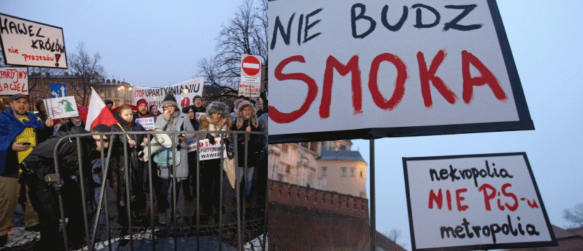 Dzicz Kilkadziesiąt osób znów próbowało zablokować wjazd Jarosława