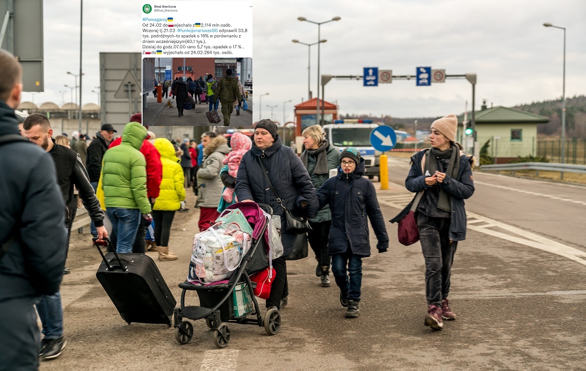 Nowe dane SG Już 2 114 000 osób wjechało z Ukrainy do Polski