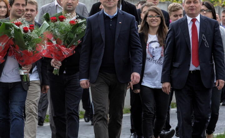 Andrzej Duda na spotkaniu wyborczym ostatniego dnia kampanii wyborczej, fot. PAP / Marcin Obara