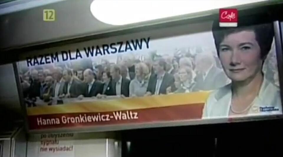 Plakat z kampanii wyborczej Hanny Gronkiewicz-Waltz, Fot. Youtube.pl