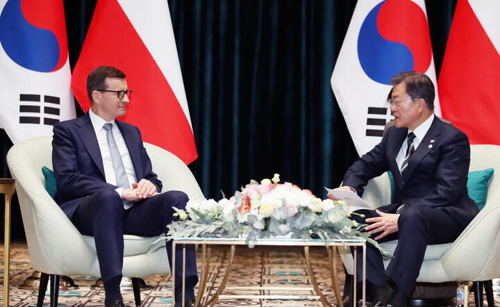 premier Mateusz Morawiecki i prezydent Korei Południowej Moon Jae-in / autor: fotoserwis PAP