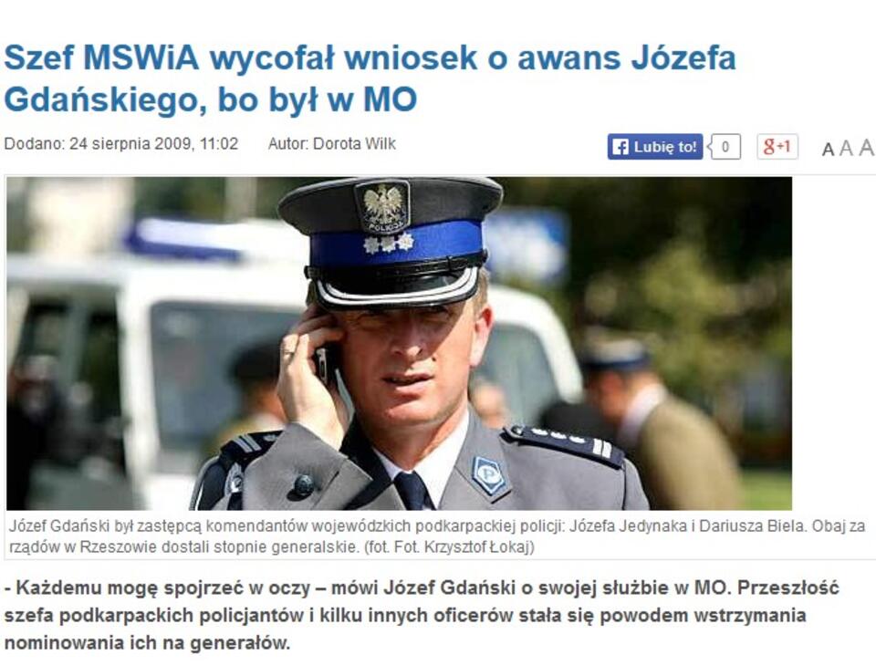 O komendancie Gdańskim było już głośno w 2009 r.; fot. wPolityce.pl/nowiny24.pl