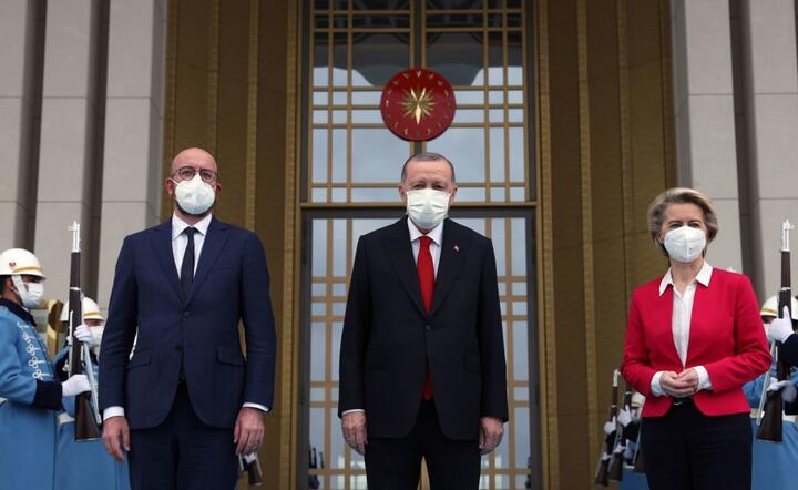 Recep Tayyip Erdogan, Charles Michel i Ursula Von der Leyen / autor: PAP/EPA/PRESIDENTAL PRESS OFFICE HANDOUT