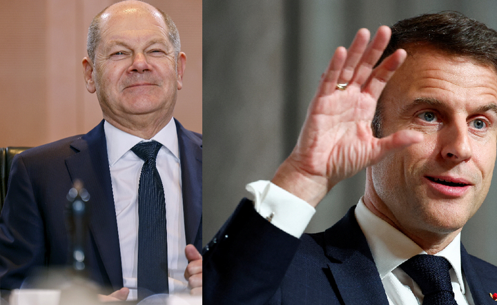 Kanclerz Olaf Scholz i prezydent Emmanuel Macron / autor: PAP