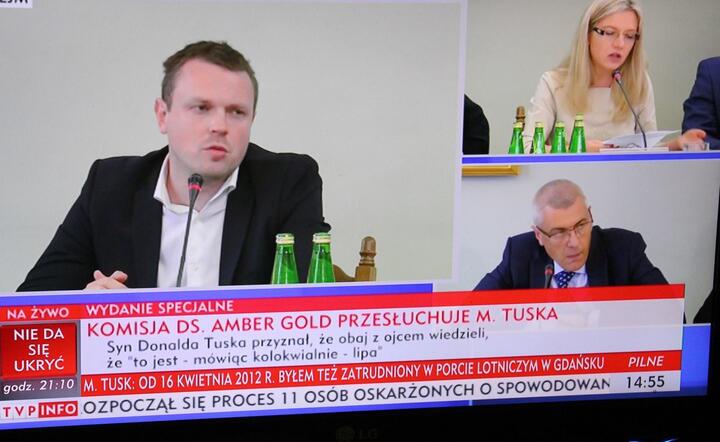 Michał Tusk podczas przesłuchania w sprawie Amber Gold / autor: fot. Fratria