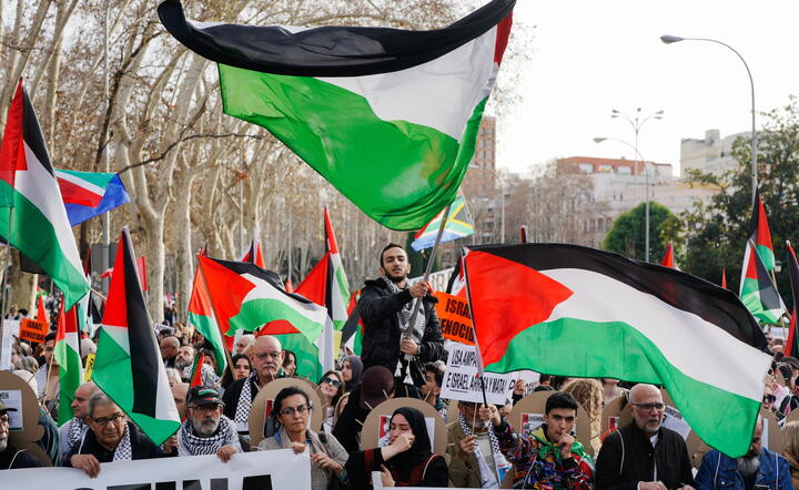 People protest in support of Palestinians, in Madrid / autor: PAP/EPA/Borja Sanchez-Trillo