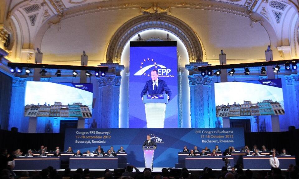 Przemówienie premiera Tuska podczas zjazdu EPP, Fot. PAP/Radek Pietruszka