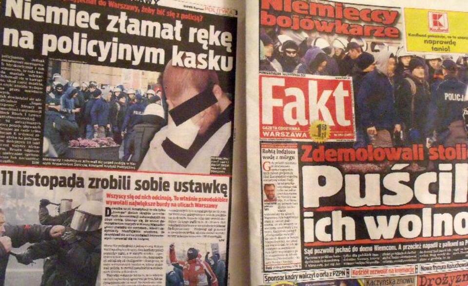 Z lewej artykuł w "Super Expressie", z prawj - w "Fakcie". Fot. wPolityce.pl