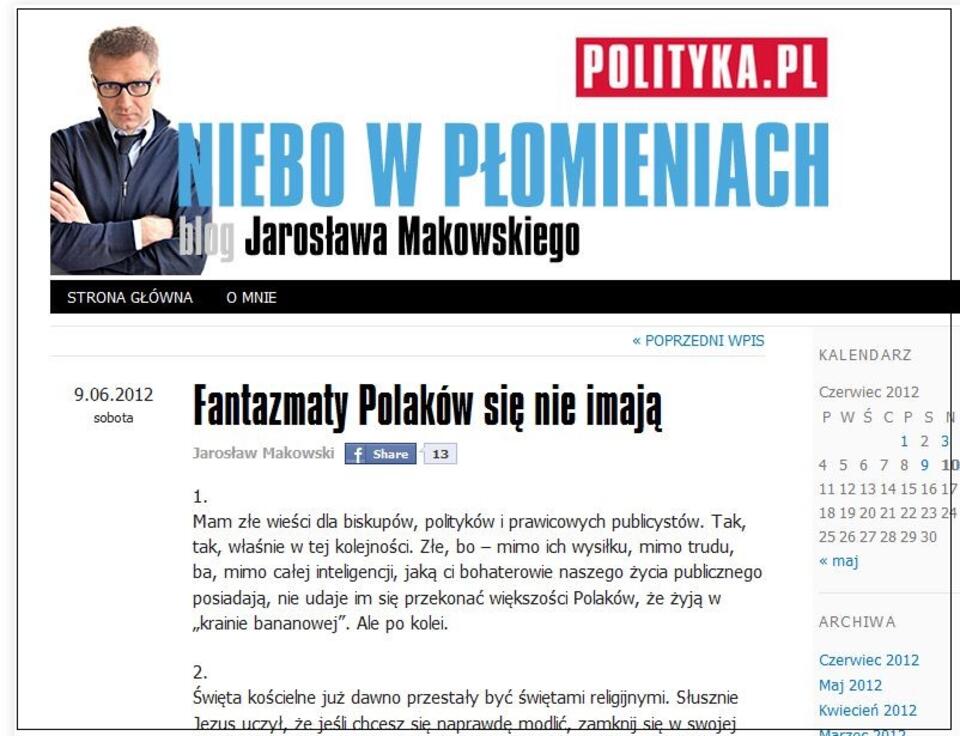 Blog Jarosława Makowskiego na stronie lewicowej "Polityki". 
