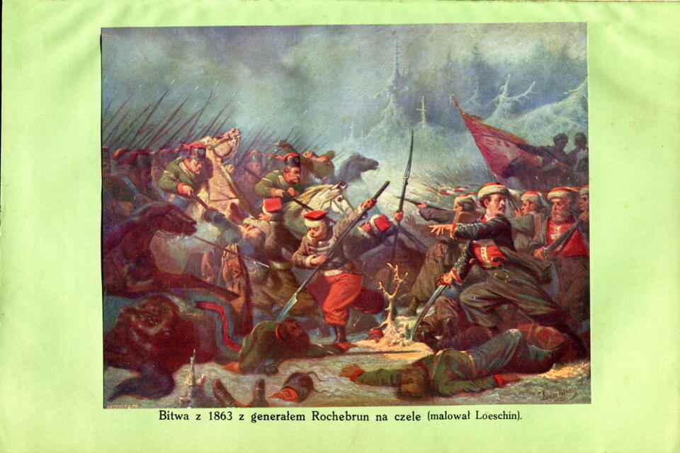Ilustracja bitwy stoczonej w trakcie powstania styczniowego / autor: Fratria