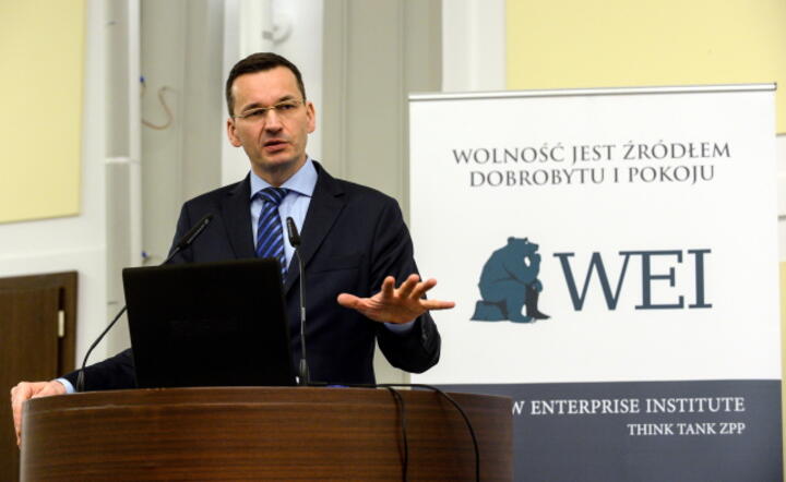 Wicepremier Mateusz Morawiecki na prezentacji raportu Indeksu Wolności Gospodaczej, fot. PAP/ Marcin Obara