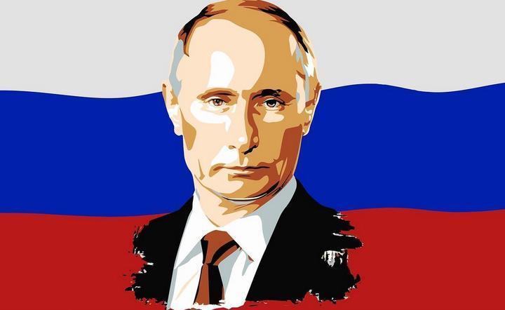 wizerunek prezydenta Putina na tle flagi Rosji / autor: Pixabay