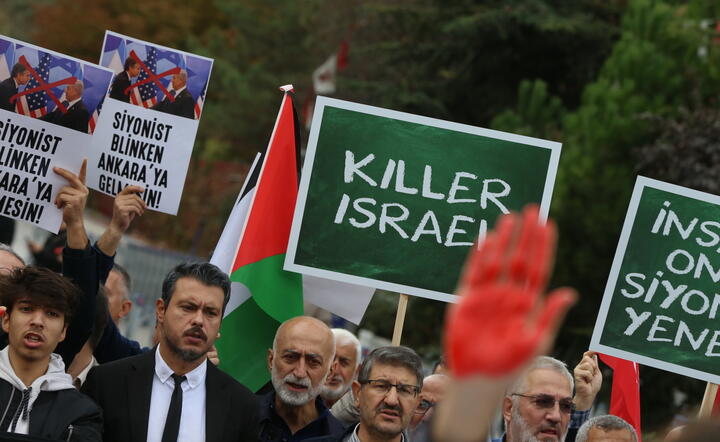 Protest przeciw Izraelowi w Ankarze, 12:21 06.11.2023 / autor: EPA/PAP