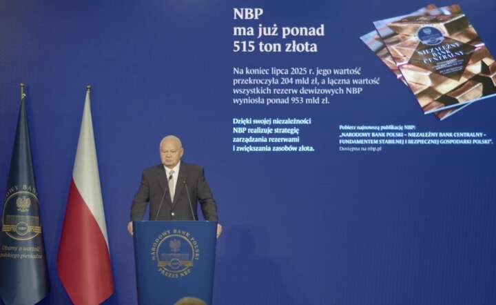 NBP zgromadził rezerwy złota w postaci 515,3 ton kruszcu – podał prezes NBP prof. Adam Glapiński na konferencji prasowej / autor: YT @nbppl - screen