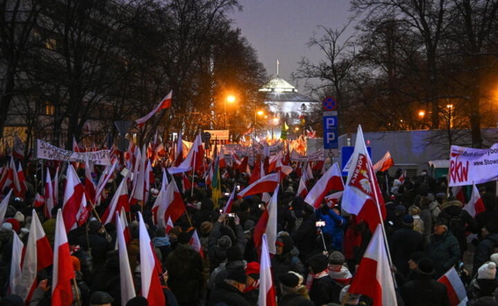 Uczestnicy Protestu Wolnych Polaków / autor: PAP/Radek Pietruszka