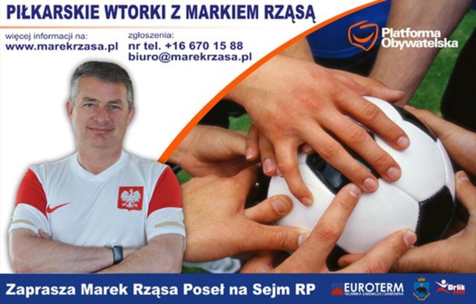 Poseł Rząsa to, jak wielu polityków PO, zapalony piłkarz. Źródło: www.marekrzasa.pl