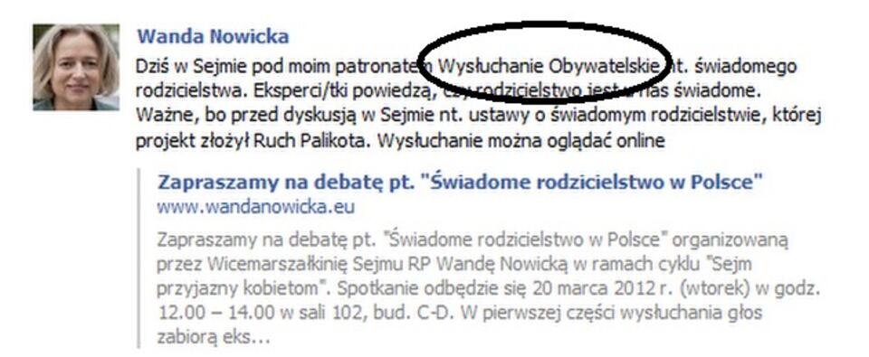 Na profilu Nowickiej na Facebooku wyraźnie widać, że spotkanie ma formułę wysłuchania obywatelskiego.  