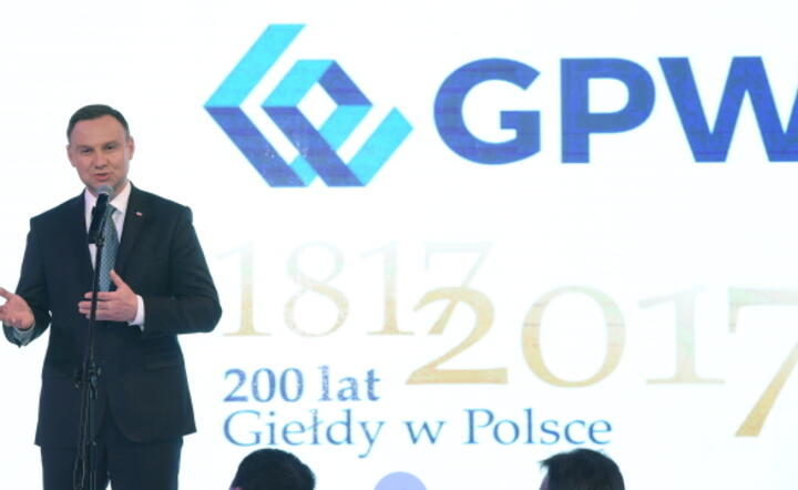Prezydent Andrzej Duda na obchodach200. rocznicy giełdy, fot. PAP/Radek Pietruszka (4)