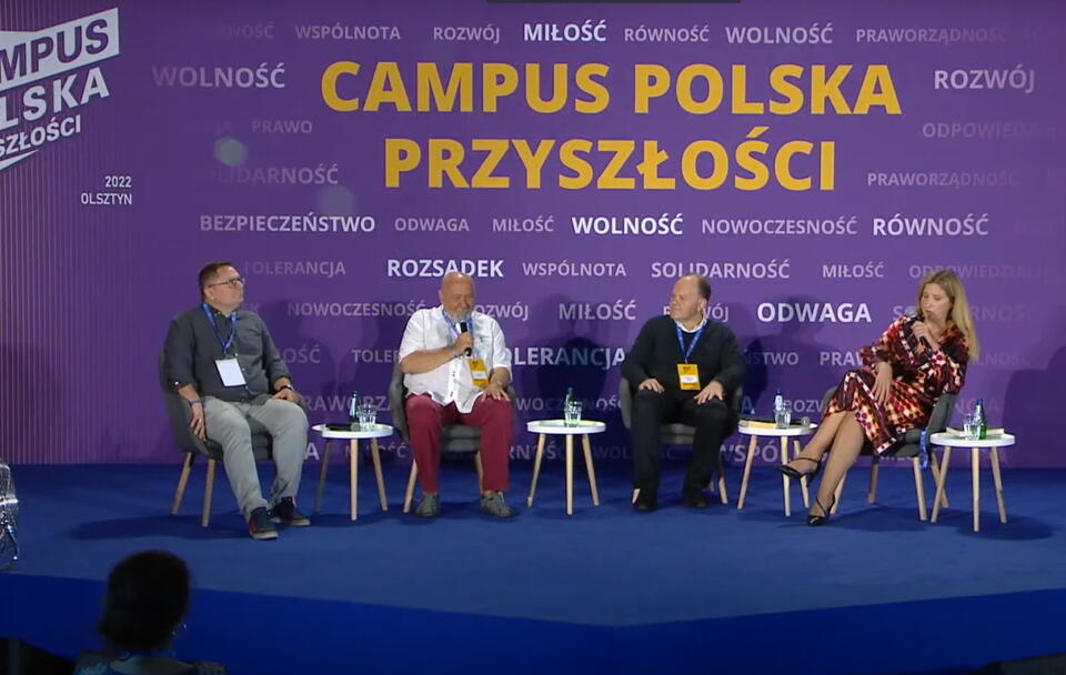 Tomasz Terlikowski, Wacław Radziwinowicz, Kazimierz Sowa, Magdalena Rigamonti / autor: screenshot YouTube Campus Polska Przyszłości