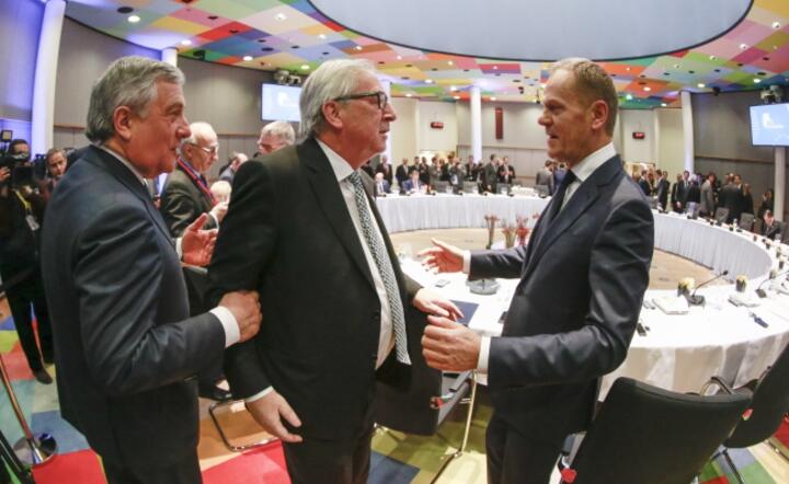 Szef Komisji Europejskiej Jean Claude Juncker i szef Rady Europy Donald Tusk na nieformalnym szczycie liderów państw UE / autor: fot. PAP/EPA/Oliver Hoselet