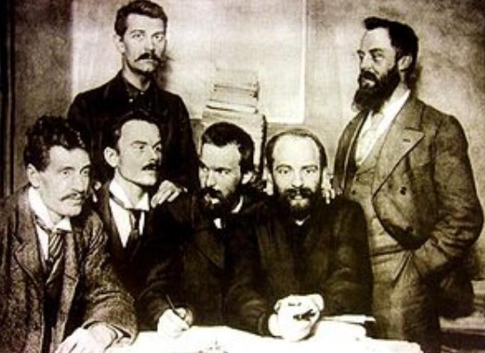 Założyciele PPS, w środku Józef Piłsudski