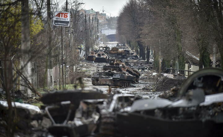 wraki rosyjskich wozów bojowych w Ukrainie / autor: fotoserwis PAP