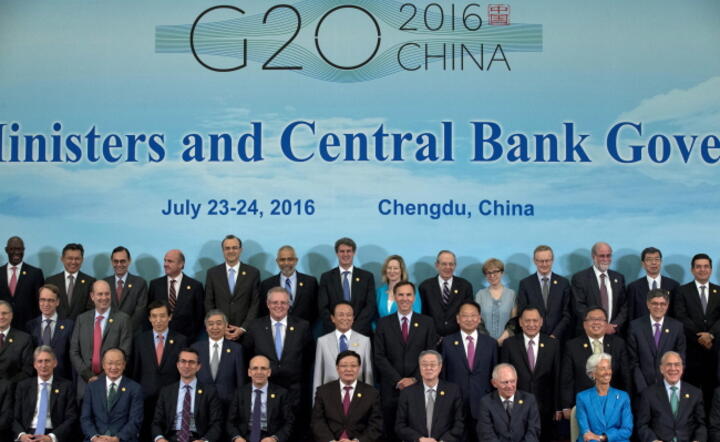 Ministrowie finansów i szefowie banków centralnych krajów G20 na spotkaniu w Chengdu, fot. PAP/EPA/NG HAN GUAN