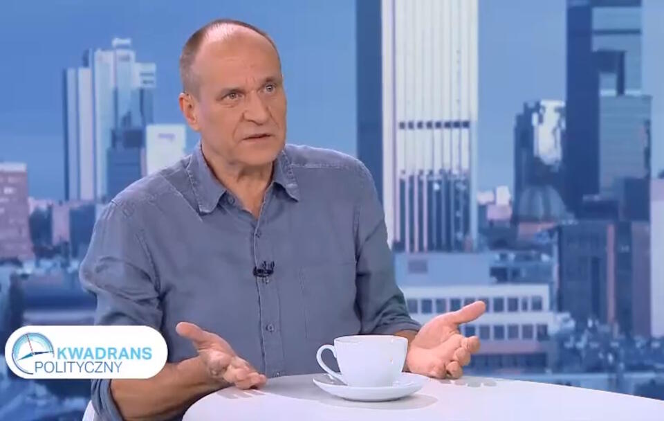 Paweł Kukiz w Kwadransie Politycznym na antenie TVP1 / autor: screenshoot - Twitter(X): @KwadransPolit/ TVP1