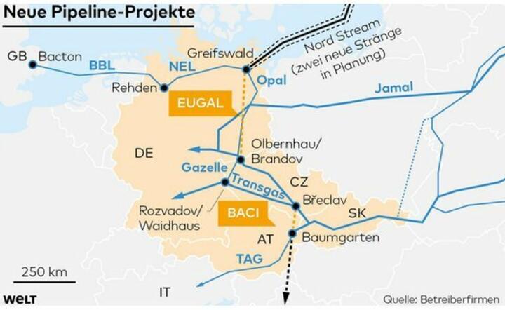 sieć gazociągów - odnóg Nord Stream 2 w Niemczech / autor: Jerzy Artur Konopko/Twitter