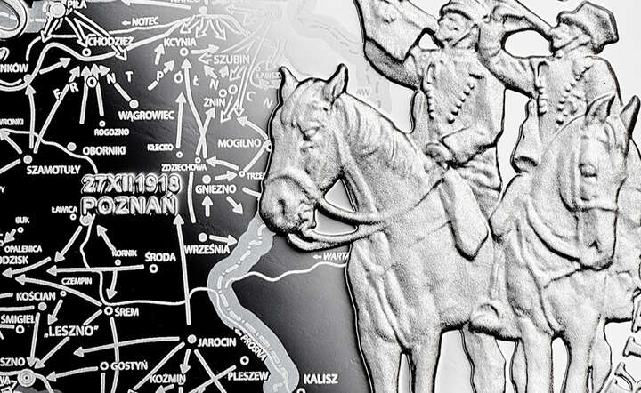 Na rewersie srebrnej monety przedstawiono trębaczy z orkiestry 3. Pułku Ułanów Wielkopolskich / autor: fot. materiały prasowe NBP
