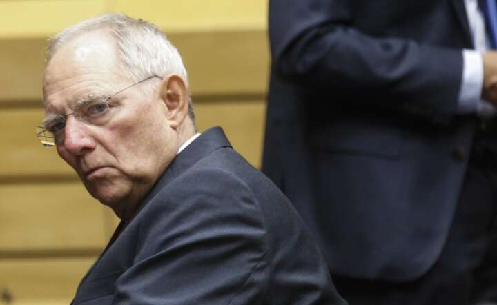 Niemiecki minister finansów Wolfgang Schaeuble na spotkaniu w Brukseli fot. PAP / EPA / Olivier Hostelet