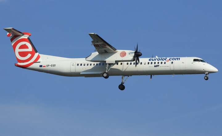 Bombardier Q400 w barwach Eurolot / autor: By Luc Verkuringen - http://www.airliners.net/photo/EuroLOT/De-Havilland-Canada/2178330/L/, CC BY 3.0, https://commons.wikimedia.org/w/index.php?curid=23431928