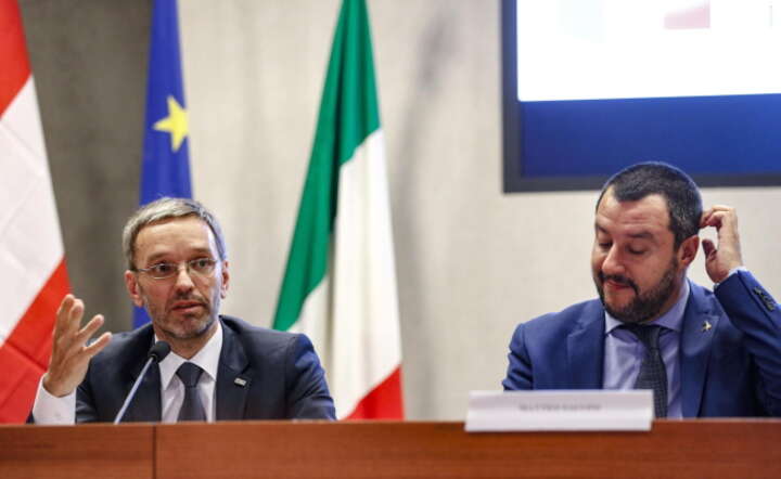Szefowie MSW Austrii i Włoch na konferencji w Rzymie / autor: fot. PAP/EPA/GIUSEPPE LAMI
