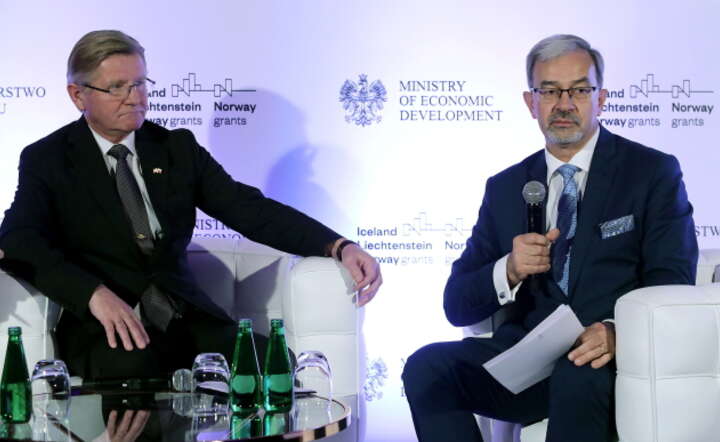 Karsten Klepsvik, Jerzy Kwieciński - WARSZAWA FUNDUSZE NORWESKIE KONFERENCJA / autor: PAP/Tomasz Gzell