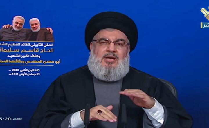 Hasan Nasrallah lider Hezbollahu / autor: PAP/EPA/AL-MANAR TV GRAB HANDOUT