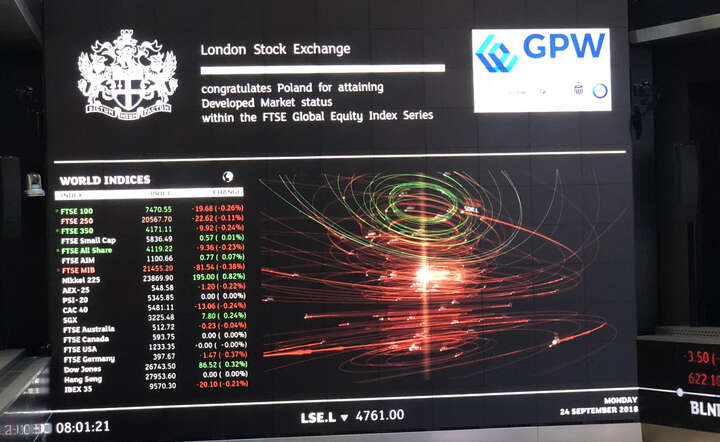 24 września w Londynie w siedzibie London Stock Exchange odbyła się oficjalna uroczystość przyjęcia przez FTSE Russell Polski do grona rynków rozwiniętych / autor: fot. Fratria / SK