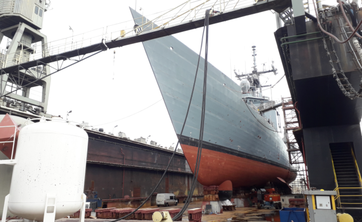 ORP Kazimierz Pułaski w doku PGZ Stocznia Wojenna / autor: fot. materiały prasowe PGZ