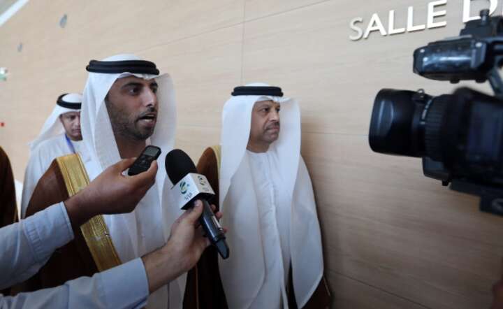 Minister Energii Zjednoczonych Emiratów Arabskich Suhail bin Mohammed al-Mazroui na nieformalnym szczycie OPEC, fot. PAP/EPA/MOHAMED MESSARA
