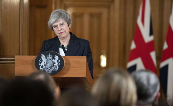 Premier Theresa May na konferencji dla dziennikarzy / autor: fot. PAP/EPA/DAVID LEVENSON