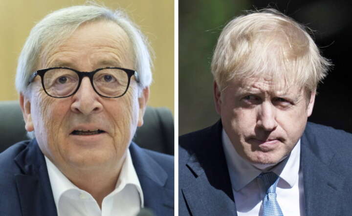 W czwartek wieczorem z Borisem Johnsonem (P) jako nowym brytyjskim premierem ma rozmawiać telefonicznie przewodniczący Komisji Europejskiej Jean-Claude Juncker (L) / autor: PAP/ EPA/OLIVIER HOSLET/WILL OLIVER