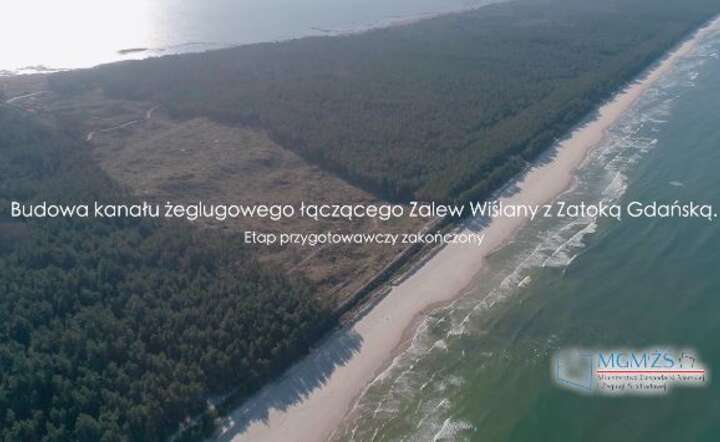 Kadr z filmu na FB: Etap przygotowawczy zakończony - Przekop Mierzei Wiślanej / autor: www.facebook.com/MGMiZS/videos