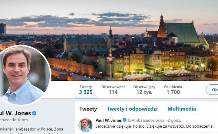 Film, w którym Jones żegna się z Polską, został opublikowany w sobotę rano na Twitterze / autor: fot. Tweeter