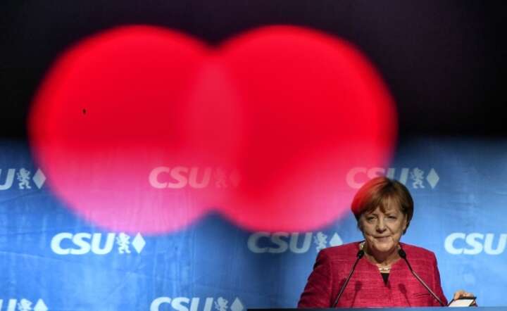 Angela Merkel na wiecu wyborczym CDU/CSU w Monachium / autor: PAP/EPA/CHRISTIAN BRUNA