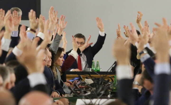 Sejm obradujący w Sali Kolumnowej głosuje nad ustawą budżetową na 2017 rok, fot. PAP/Tomasz Gzell