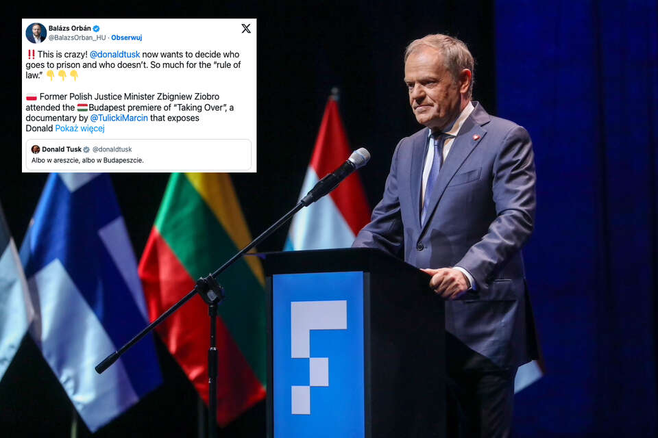 Jeden z ostatnich wpisów na platformie X premiera Donalda Tuska został zauważony w stolicy Węgier. / autor: PAP/Artur Reszko/X