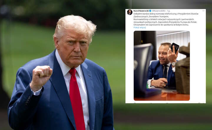 Prezydent USA Donald Trump i prezydent elekt dr Karol Nawrocki / autor: PAP