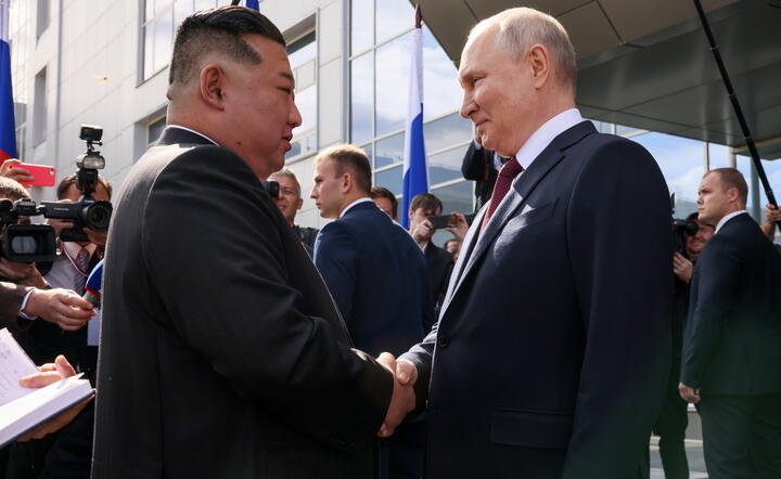 Kim pDzong Un i Władimir Putin / autor: PAP/EPA