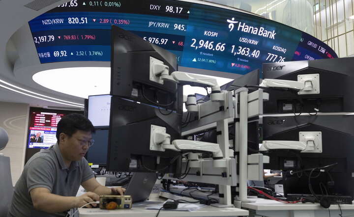 Dealing-room koreańskiego Hana Bank w Seulu / autor: PAP/EPA/JEON HEON-KYUN