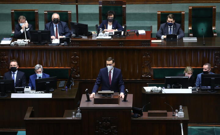 premier Mateusz Morawiecki podczas wystąpienia w Sejmie / autor: fotoserwis PAP