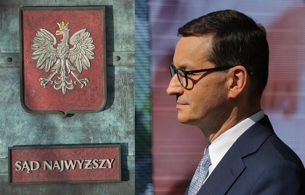 Sąd Najwyższy (zdj. ilustracyjne); premier Mateusz Morawiecki / autor: Fratria